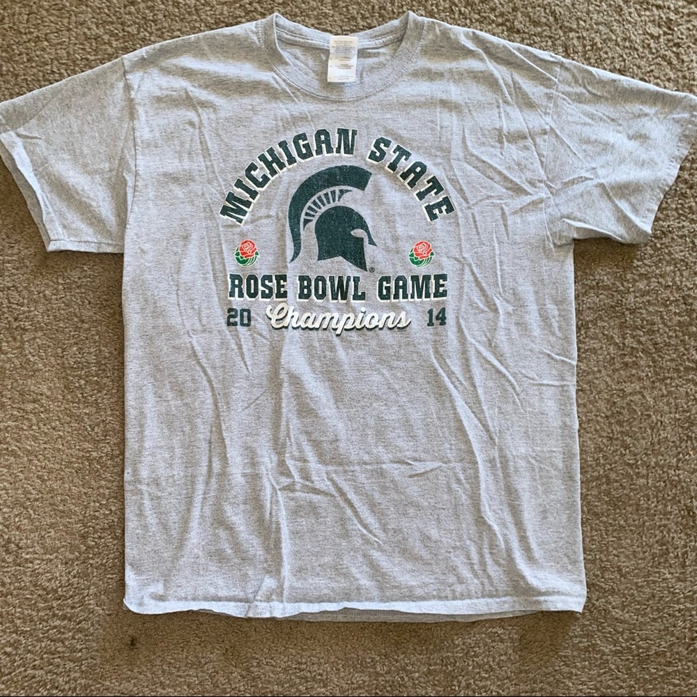 Men’s Michigan State Spartans Rose Bowl Game Champions 2014 T-shirt Size Large